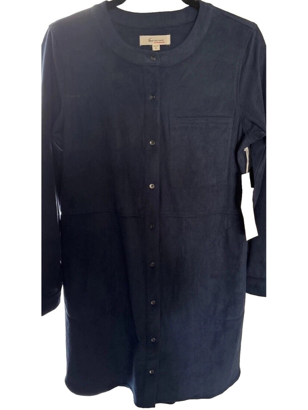 NWT Two By Vince Camuto, Suede Feel, Navy Pockets Shirt Dress, Soft Warm SMALL